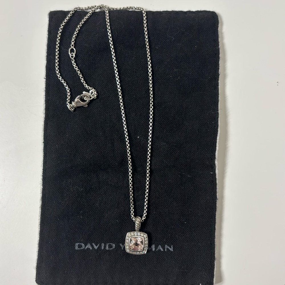 David Yurman Albion petite pendant necklace -Morganite and diamonds